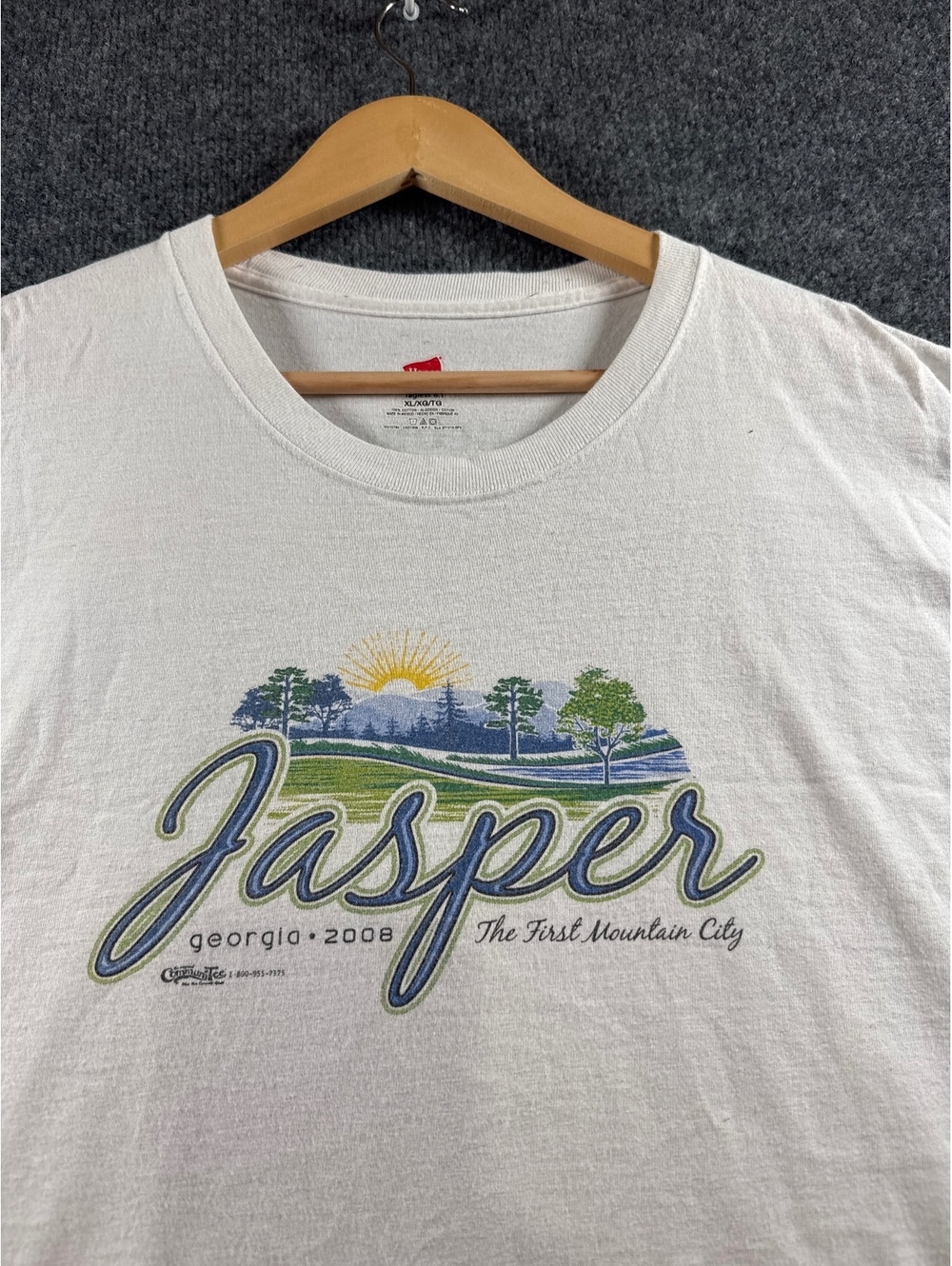 Jasper Georgia 2008 First Mountain City Men's XL White Local Graphic T-Shirt